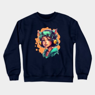 Manga style anime cat girl Crewneck Sweatshirt